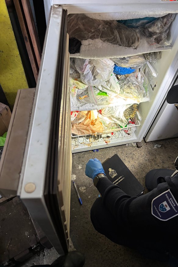 One of the 14 freezers found by police.