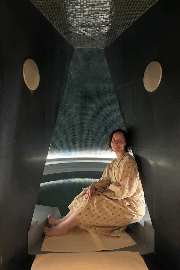 The writer at the flotation tank at Chiva-Som Hua-Hin.