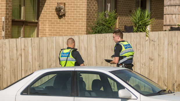 Police at the scene in Hallam, in Melbourne's south-east.