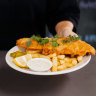 Char sui chicken Maryland and Fish and Chips.