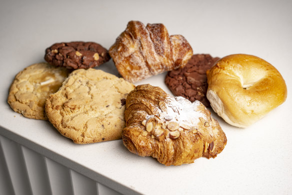 Pastries, cakes and cookies from the counter.
