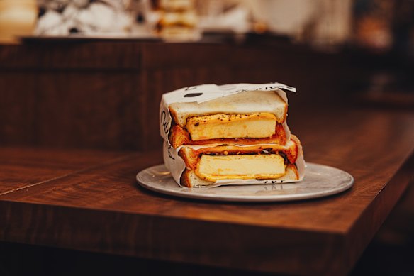 Steamed egg custard sando.