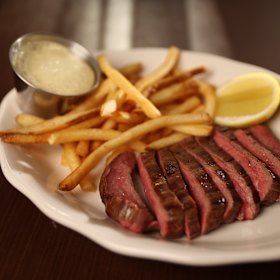 Steak frites made with wagyu flank.