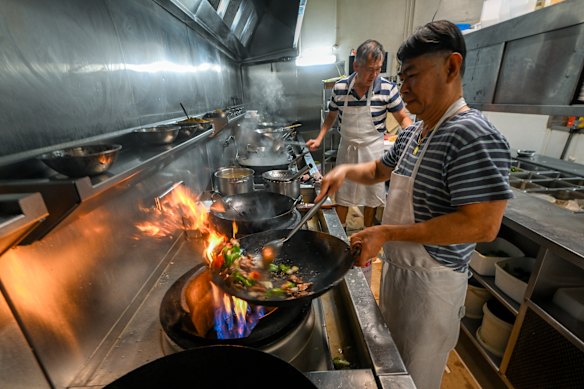 Chef Steven Hon inside the kitchen at Golden Crown.