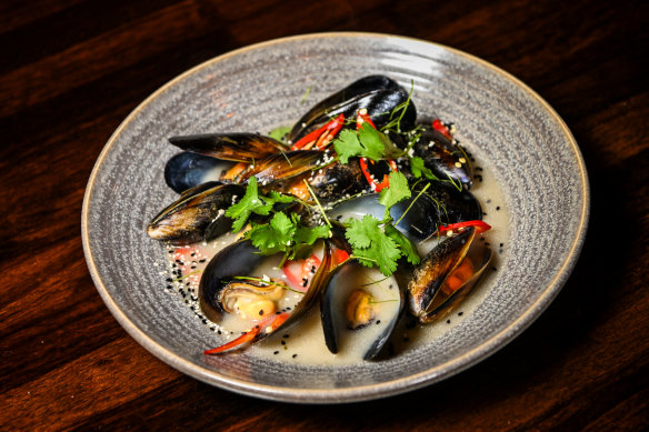 Tom kha mussels.