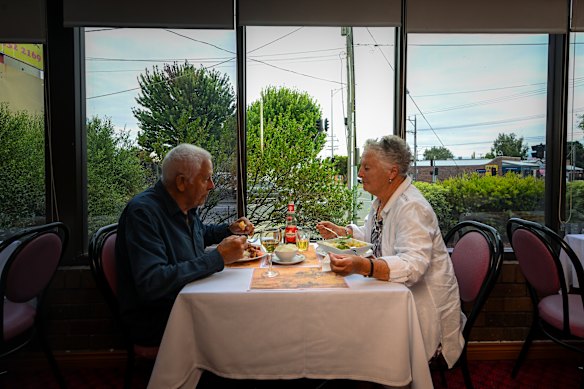 An elderly couple enjoy lunch at Golden Crown Chinese Restaurant Ballarat.