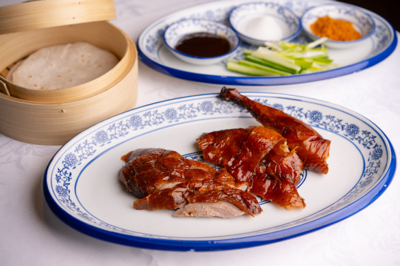 Go-to dish: Peking duck with hoisin sauce and Mandarin pancakes.