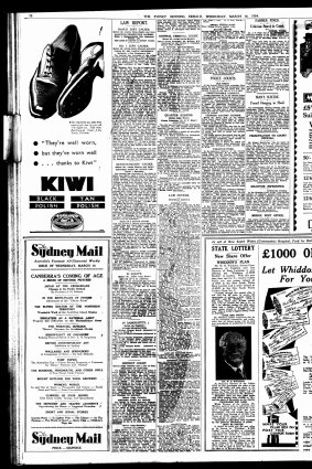 Clipping of the Sydney Morning Herald published on March 14, 1934.