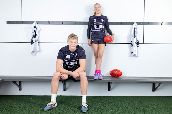 Harry Van Hattum with AFLW draft prospect Maddison Meagher.