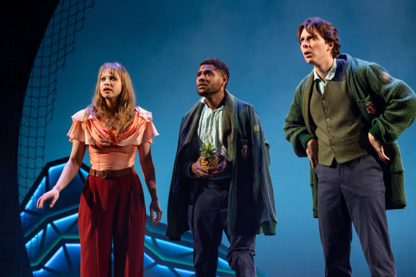  Olivia Deeble as Molly, Benjin Maza as Ted and Morgan Francis as Prentiss in Peter and the Starcatcher.