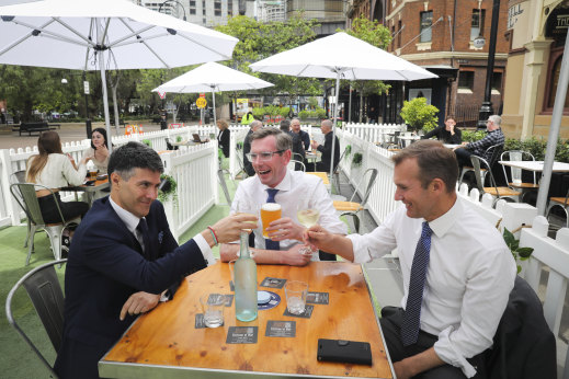 Minister for Customer Service Victor Dominello, Premier Dominic Perrottet, Minister for Planning and Public Spaces Rob Stokes.