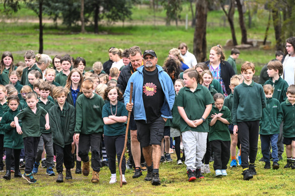 Long and walkers at the Glenrowan Primary School.