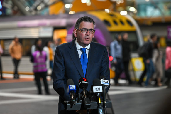 Premier Daniel Andrews speaking on Tuesday.