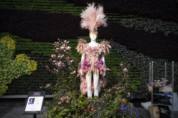 The floral tribute to Kylie Minogue at The Calyx in the Royal Botanic Gardens.