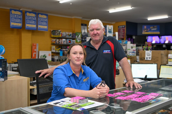 Stephanie Swift and father Chris Thomson at their Euroa store.