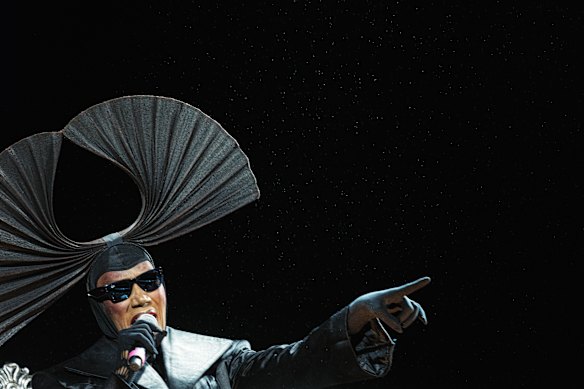 Grace Jones performs on the Palace Foreshore stage on Monday night.
