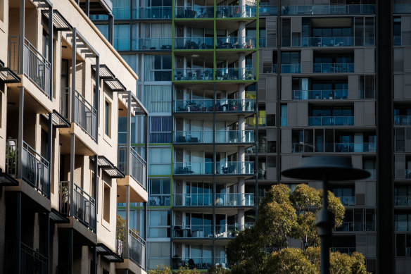 Apartment buildings in the inner city suburb of Pyrmont.