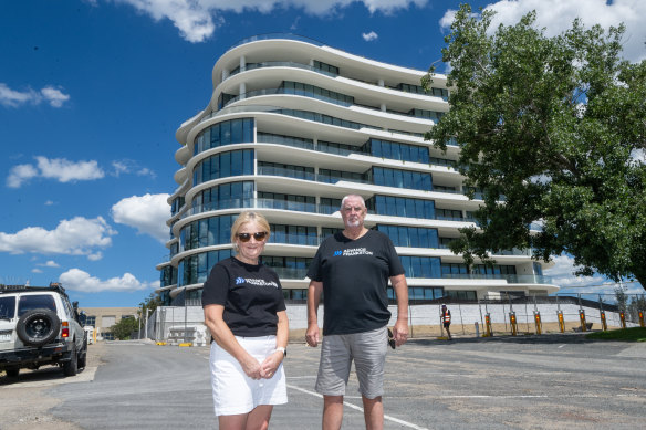 Advance Frankston members Trudy Poole and Garry Ebbott outside the new Horizon building, which they will both move into next month. 