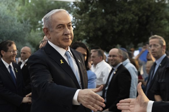 Israeli Prime Minister Benjamin Netanyahu at a funeral at Mount Herzl Military Cemetery in Jerusalem last Sunday.