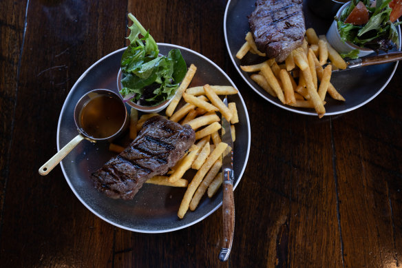 New York strip loins at the Bayview Hotel Bistro in Gladesville.