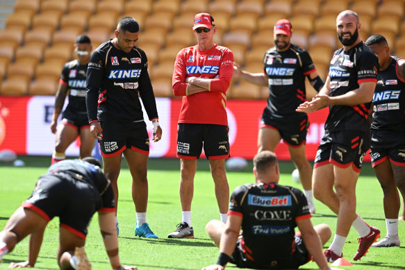 Bennett with the Dolphins in March. In its first NRL season, the fledgling team’s early success defied expectations.