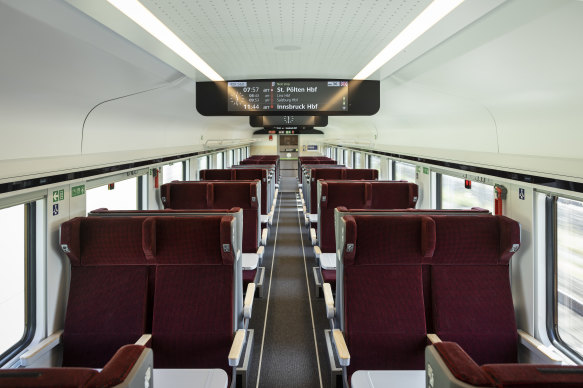Sleek, stylish… Austrian Federal Railways’ new Railjet trains.