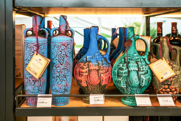 Clay bottles of Georgian wine.