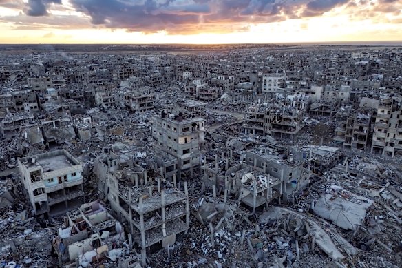 An aerial photograph of Rafah, taken in January. 