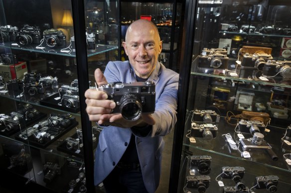 Peter Michael at Leski Auctions, where he’s selling the contents of his family’s camera museum. 