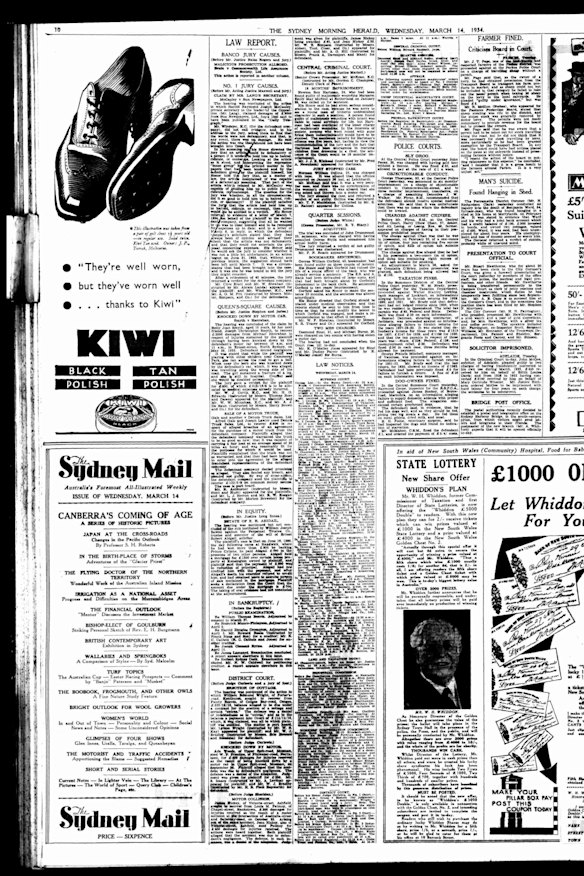 Clipping of the Sydney Morning Herald published on March 14, 1934.