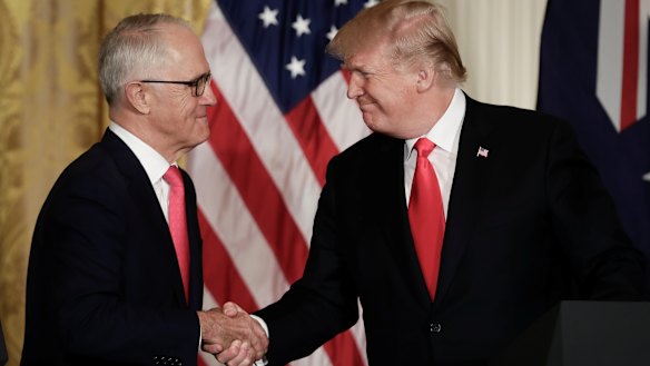 Malcolm Turnbull and Donald Trump at the White House in February.