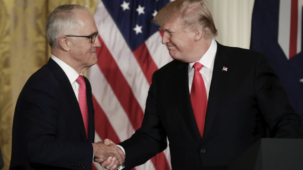 Malcolm Turnbull and Donald Trump at the White House in February.