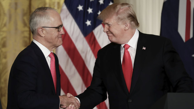 Malcolm Turnbull and Donald Trump at the White House in February.