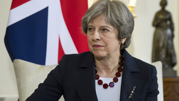 Theresa May inside number 10 Downing Street on Wednesday.