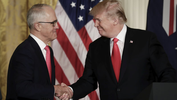 Malcolm Turnbull and Donald Trump at the White House in February.