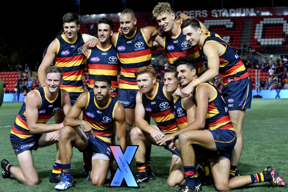 Adelaide with their AFLX trophy.