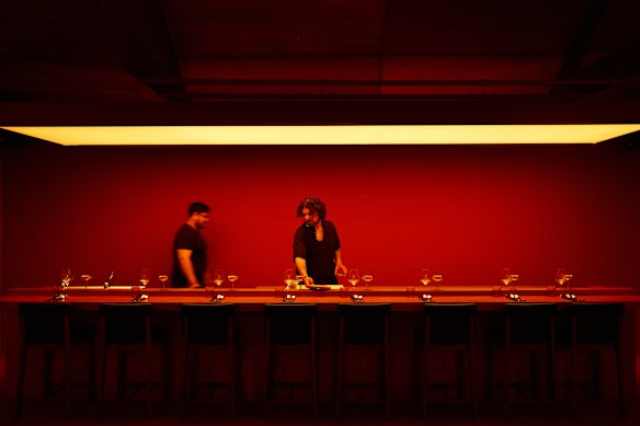 An omakase counter is part of the experience.