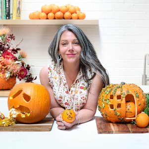 Sarah Kyrishin and pumpkin friends.