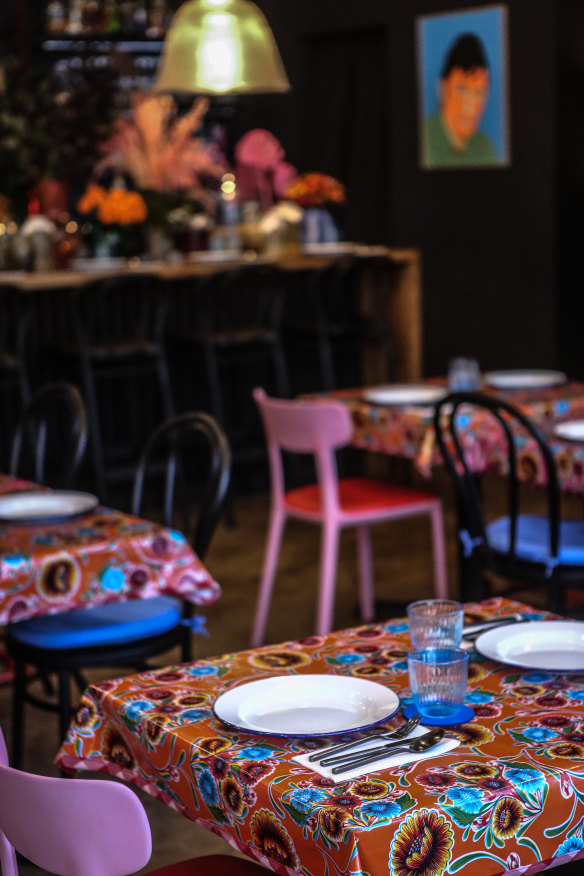 Inside the vibrant dining room.