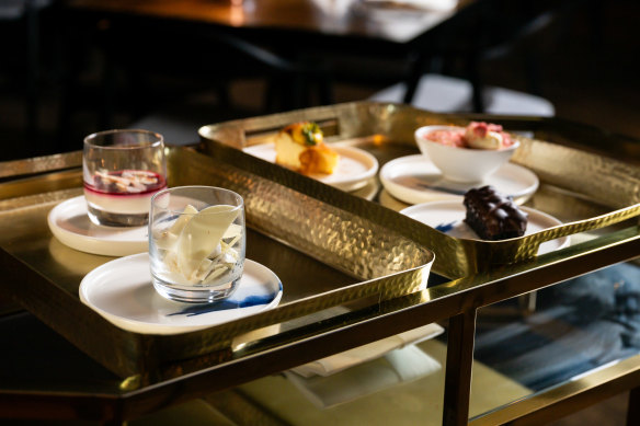 The dessert trolley is a charming touch.