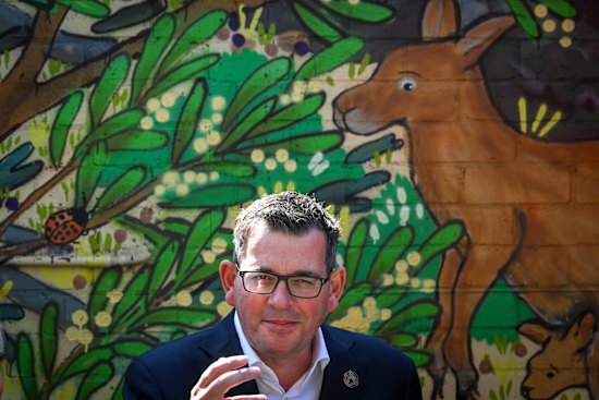Daniel Andrews on the campaign trail in Melbourne on Monday.