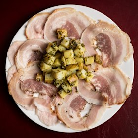 Porchetta with potatoes.