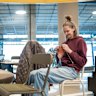 Knitting while in the airport or on a plane is a new trend.