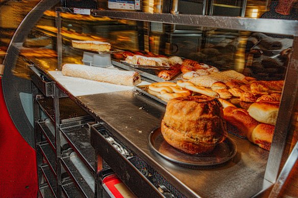 The display cabinet at Wellington Cake Shop, Bondi.