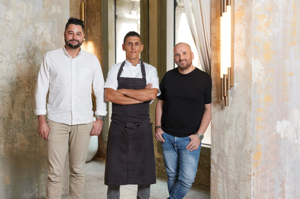 General manager Joey Commerford and head chef Alessandro Mandelli with creative partner George Calombaris in March.