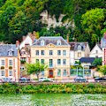 The historic village of La Bouille, nestled along a bend of the Seine River just southwest of Rouen.