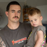 Daniel English, pictured with his son, is selling an engagement ring on Facebook Marketplace.