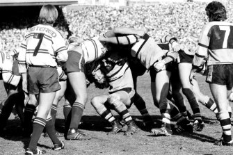 Those were the days . . . a scrum from the drawn grand final between Cronulla and Manly in 1978.