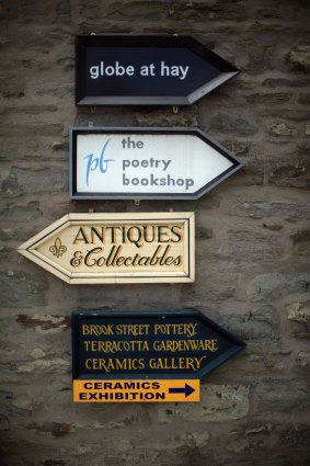 Where to next? Signs direct visitors during the annual Hay Festival.