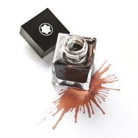 Montblanc Elixir Parfumeur ink in orange brown (leather scent), $110 for 50ml.